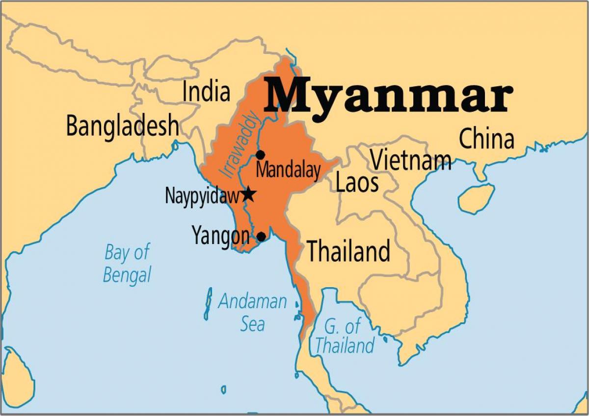 локација Мијанмар на мапи света