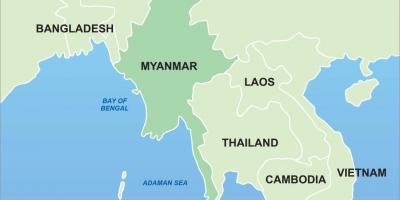Мијанмар на мапи Азије