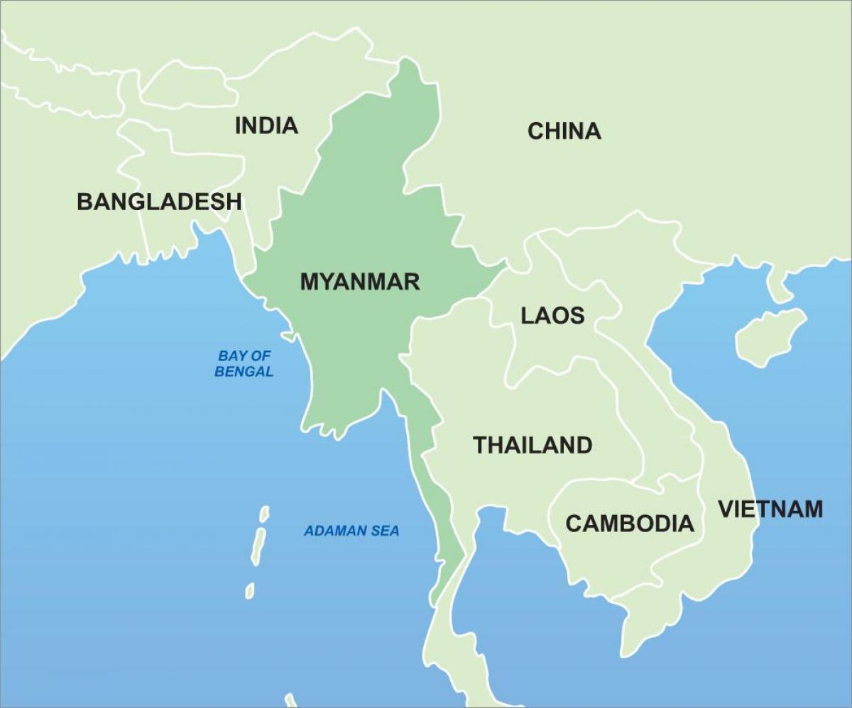 Мијанмар на мапи Азије