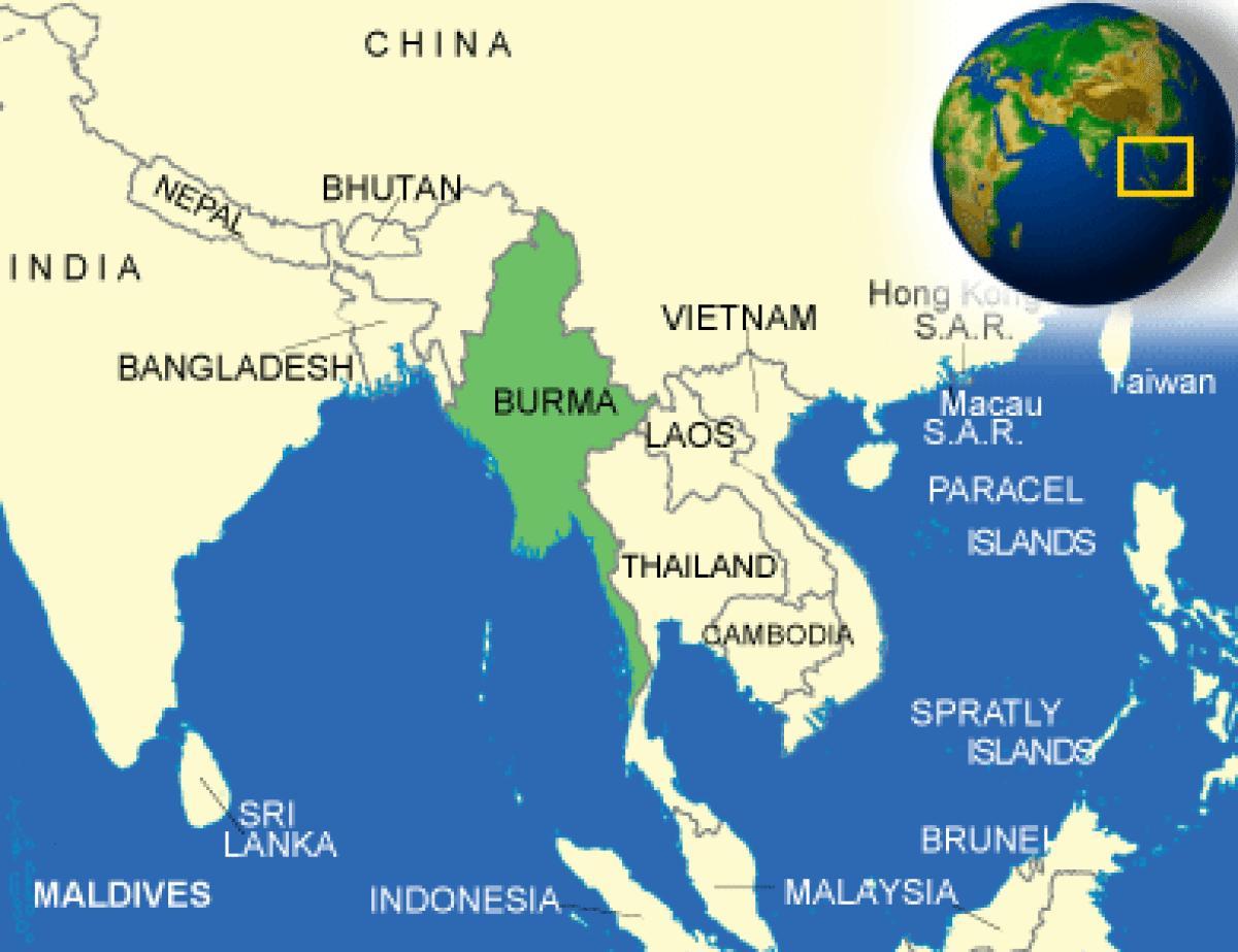Бурма или Мијанмар мапи 