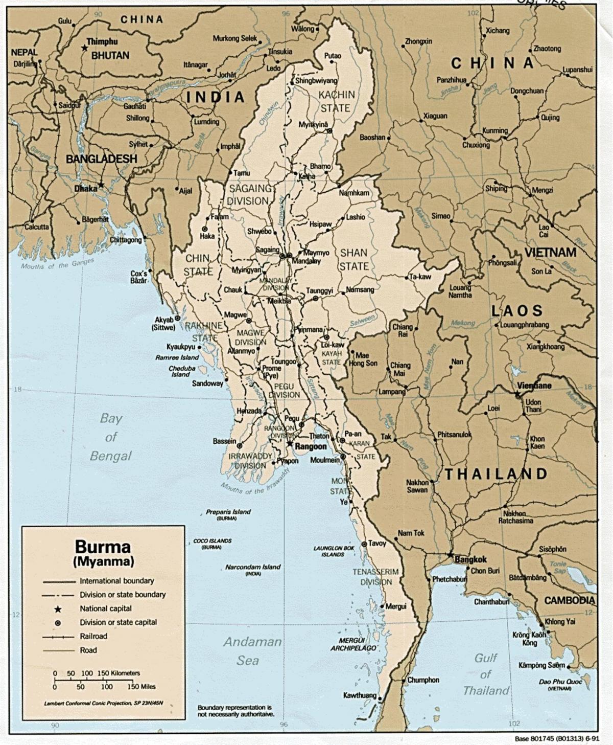 рангун Бурма мапи